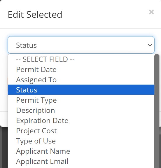 Edit Selected. Permit popup