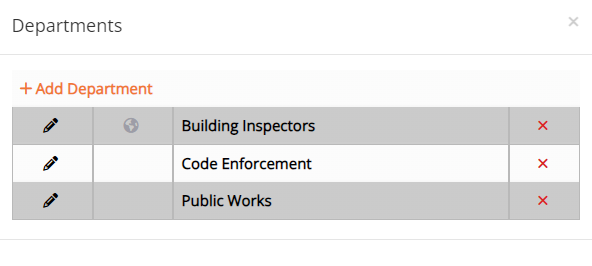 Add Department form example