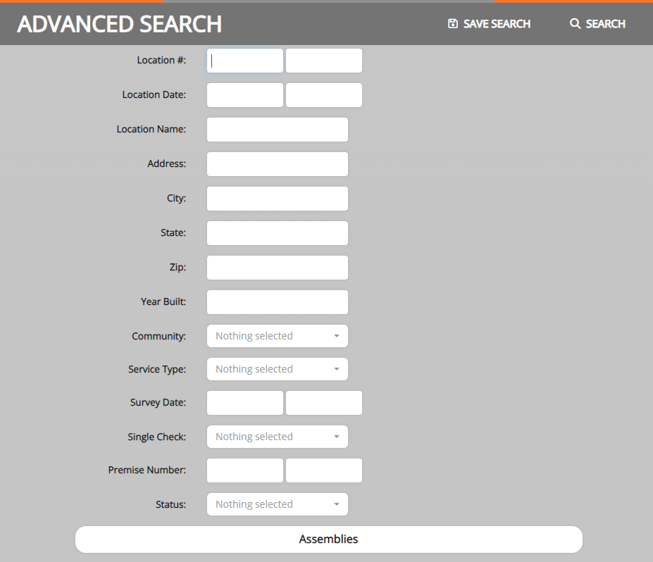 screenshot of the advanced search window