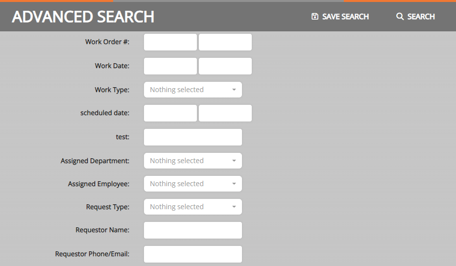 screenshot of the Advanced Search Form