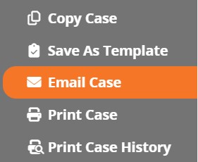 screenshot of the email case menu button