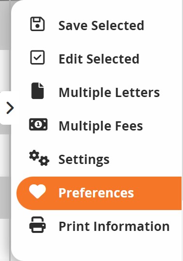 Preferences on the Code Enforcement Side Menu Bar