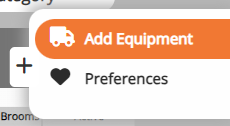 screenshot of the add equipment button