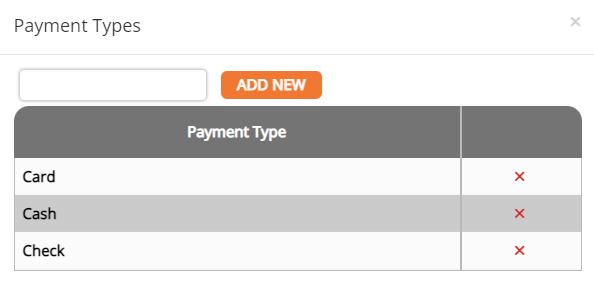 Payment Type form example