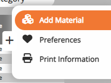 screenshot of the add material button 