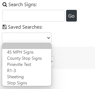 screenshot of the saved search feature