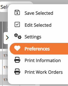 screenshot of the preferences side menu option