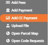 screenshot of the add cc payment side menu button