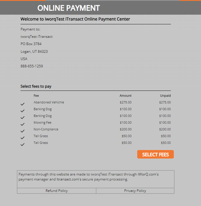 screenshot of the add cc payment window