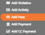 screenshot of the add fees side menu button