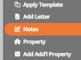 screenshot of the add notes side menu button