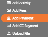 screenshot of the add payment side menu button