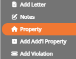 screenshot of the add property side menu button