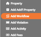 screenshot of the add workflow side menu button