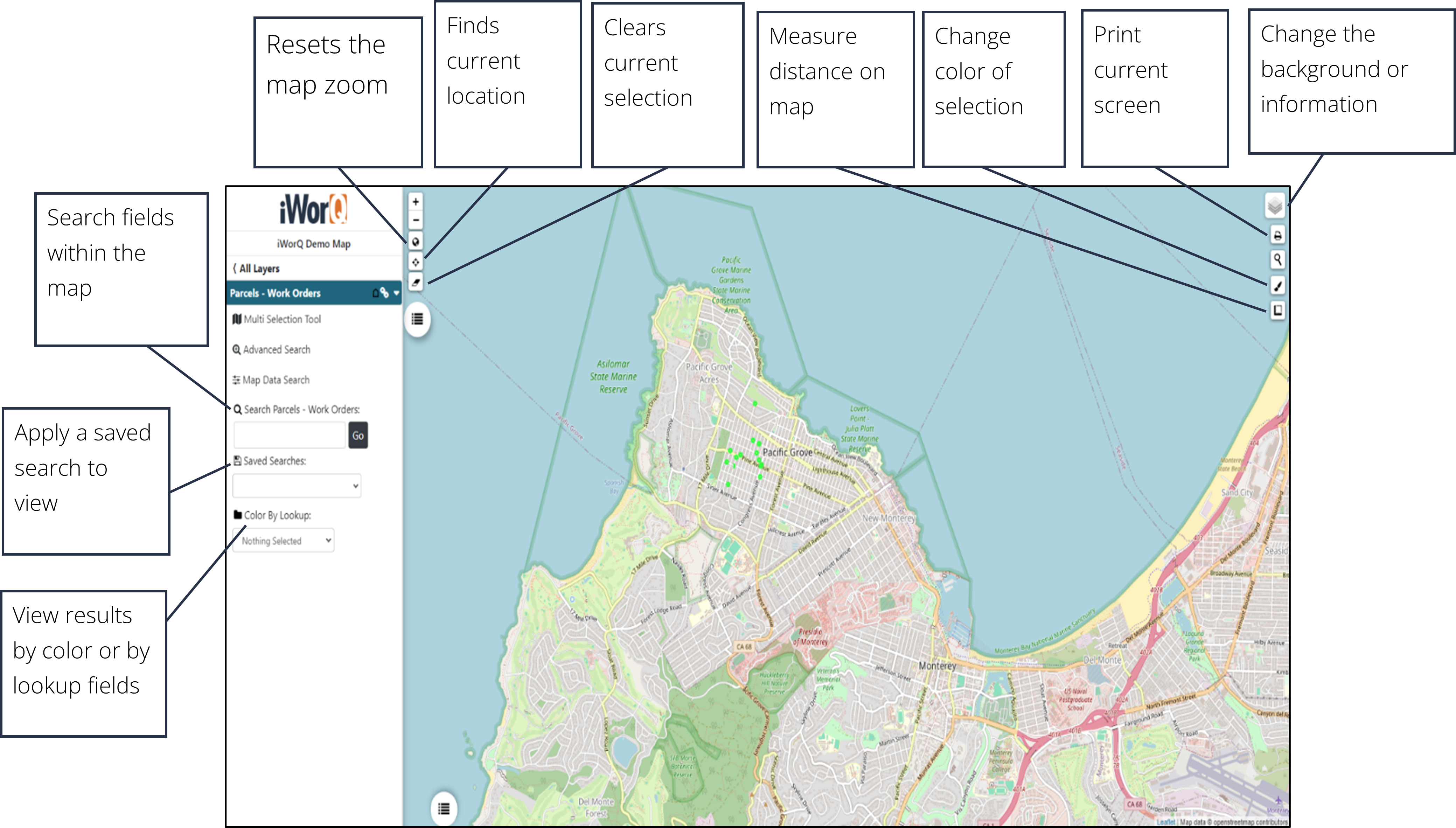 screenshot of the map dashboard interface