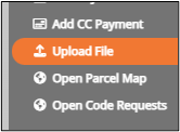 screenshot of the upload file side menu button