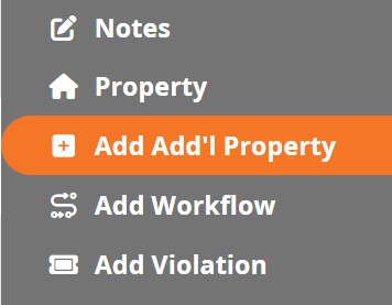 Code Enforcement Add Additional Property Sidebar menu