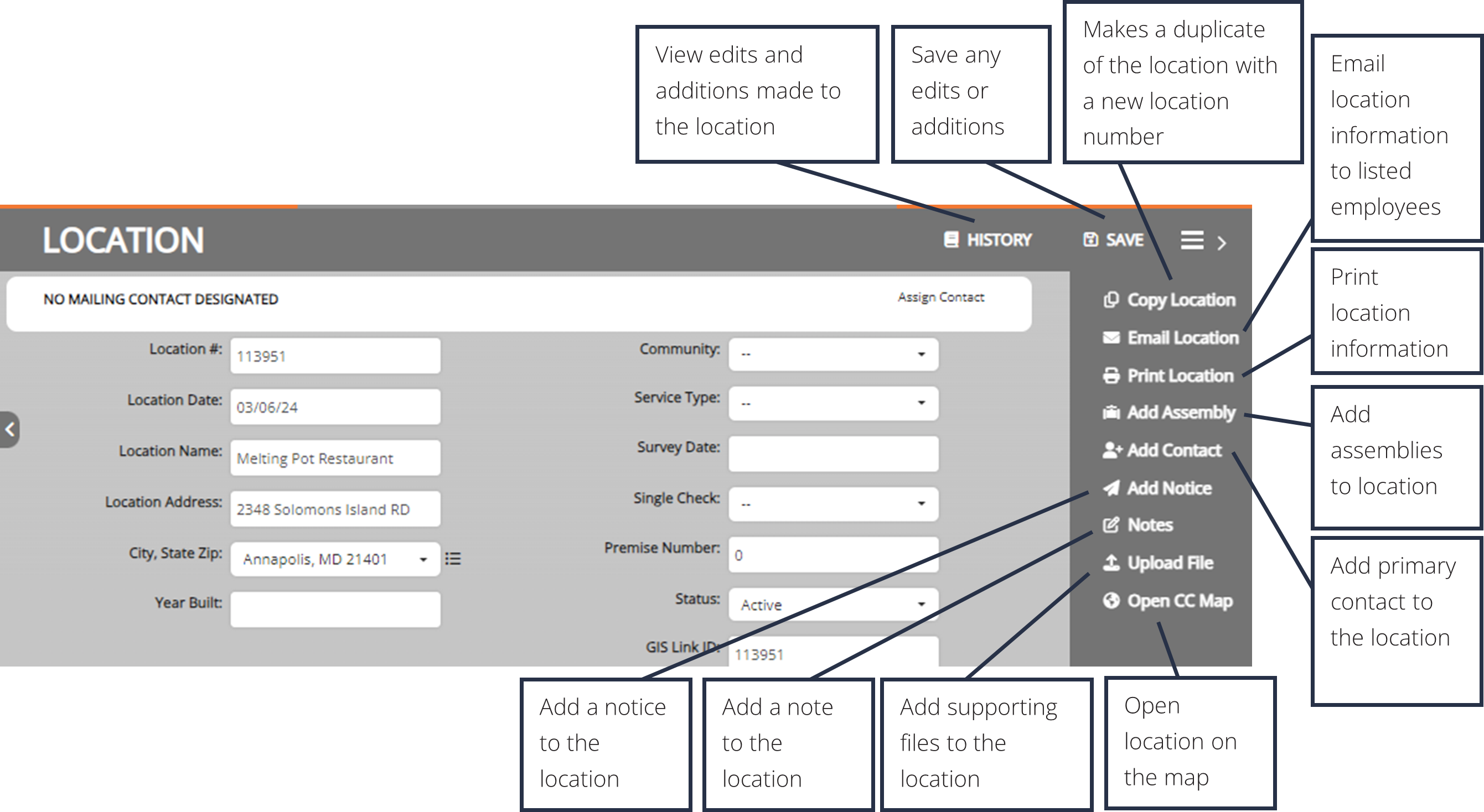 screenshot of the edit location window