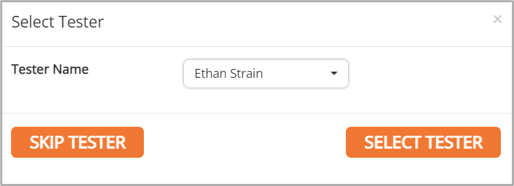 screenshot of the select tester window