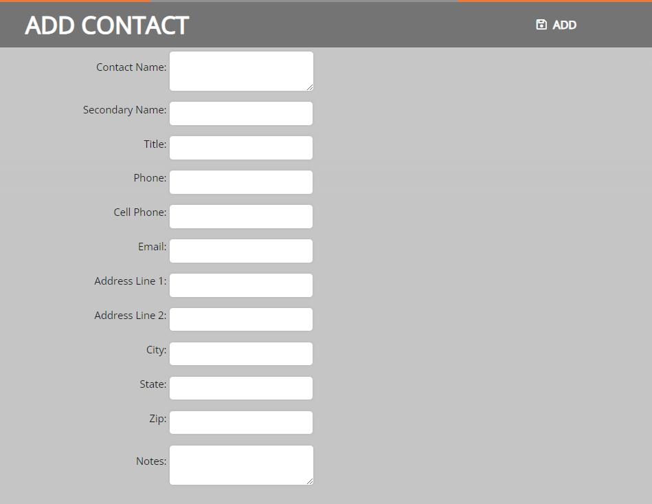 screenshot of the add contact window