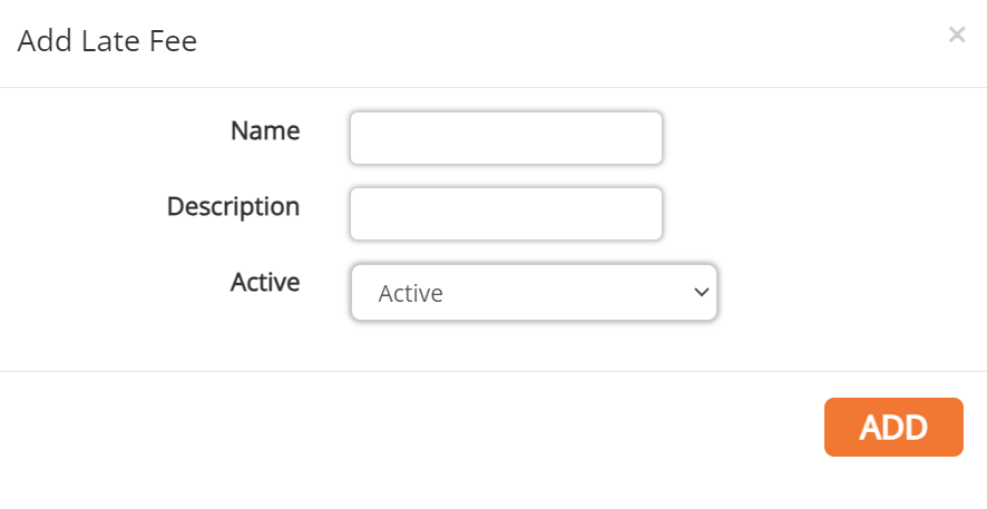 screenshot of the add late fee window