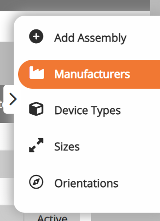 screenshot of the manufacturers side menu