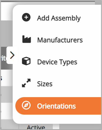 screenshot of the add orientations side menu