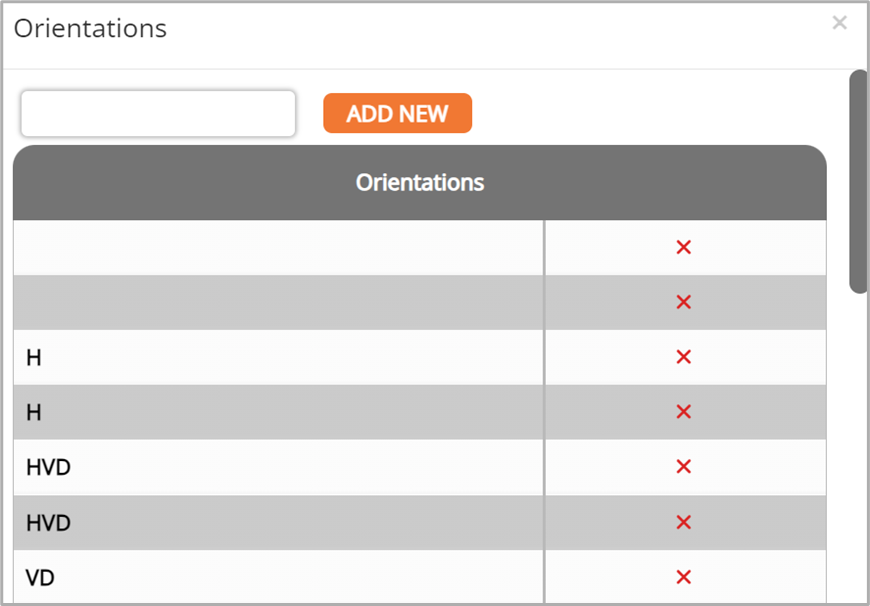 screenshot of the add orientations window