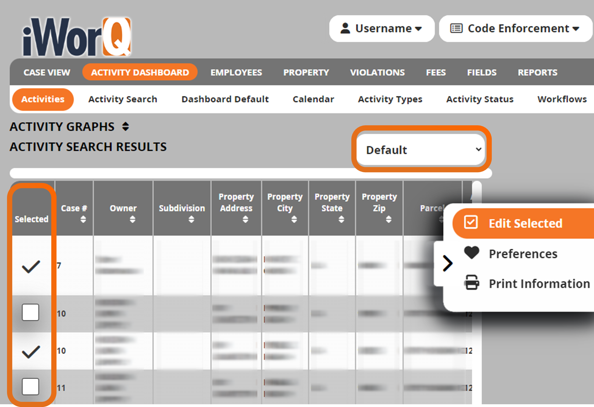 Code Enforcement Activities Dashboard