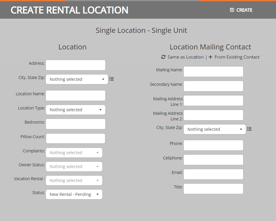 screenshot of the create rental location windo