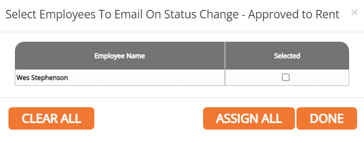 screenshot of the employee email status window