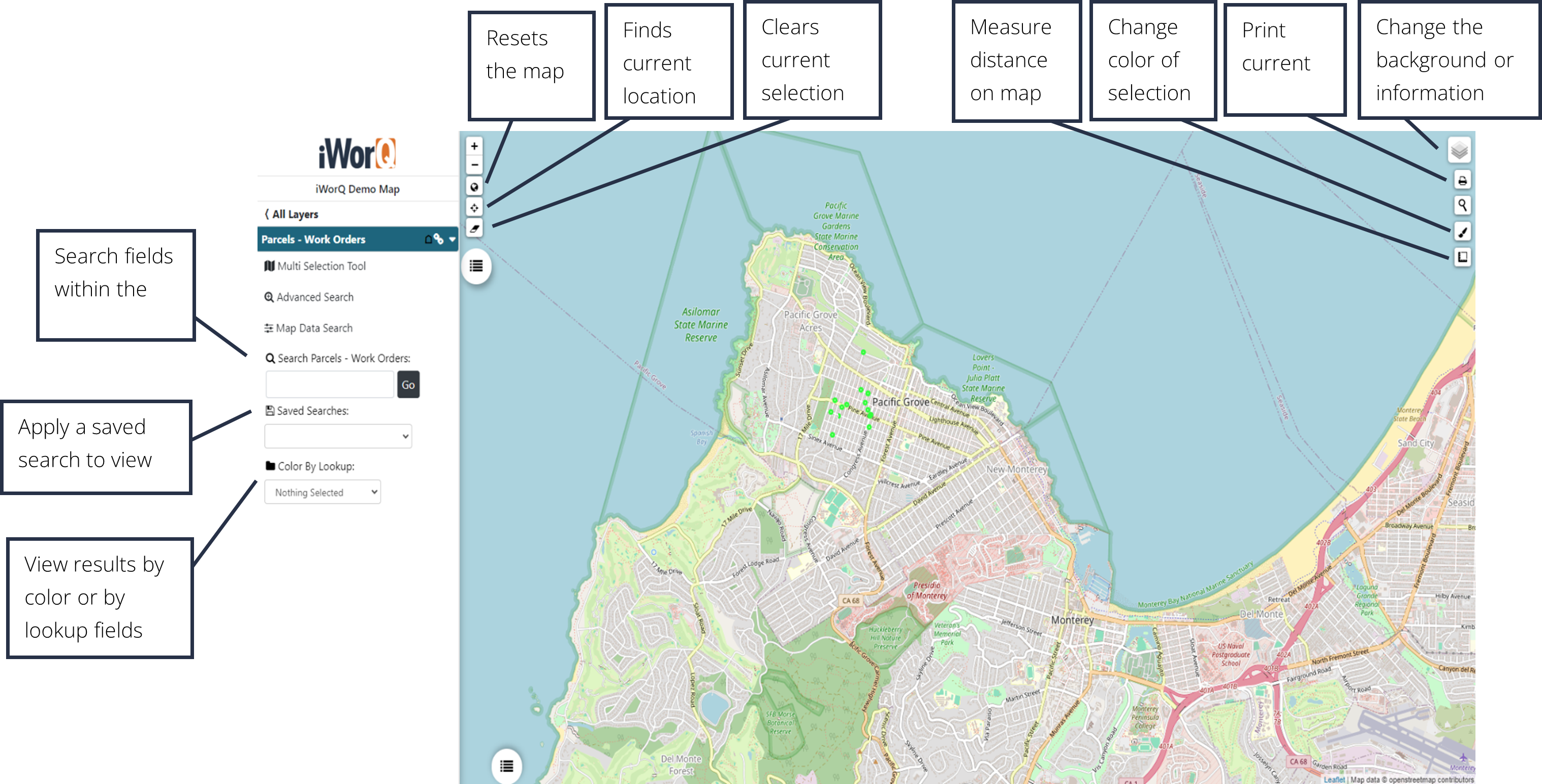 screenshot of the map dashboard interface