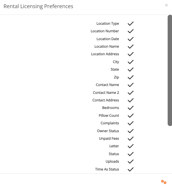 screenshot of the rental licensing preferences window