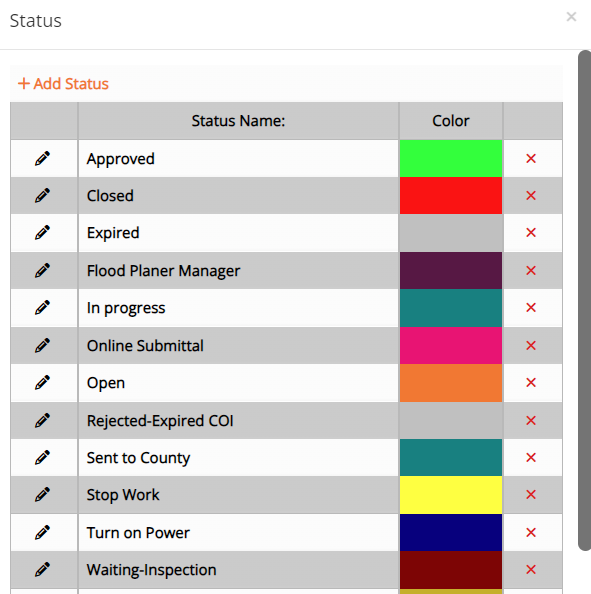 screenshot of the status window