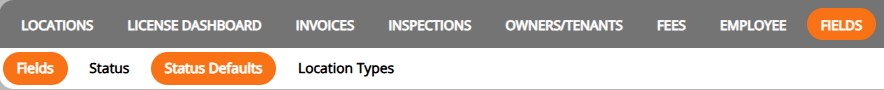 screenshot of the fields status defaults navigation bar